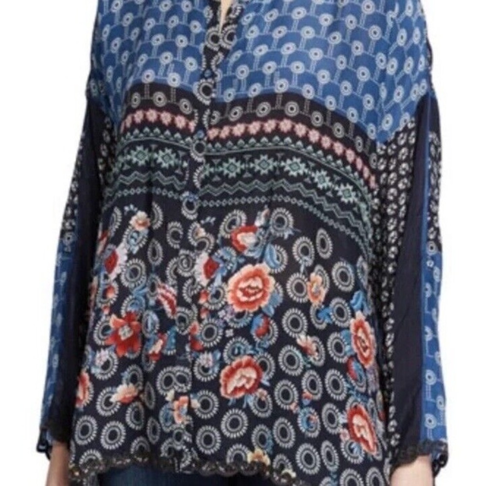 JOHNNY WAS Esme Multi‎ Print Blouse Top XS